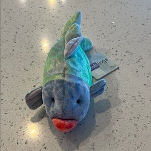 Russ Plush Fish Toy in Blue, Green & Red Accent